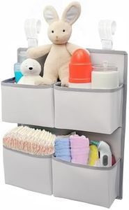 KIKJOK Hanging Diaper Organizer for Crib/Playard/Bassinet/Playpen – Hold 80+ Diapers - Changing Table Diaper Holder - Hanging Diaper Storage Stacker Nursery Caddy Organizer for Newborns (Silver-gray)