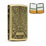 Everhype Mini Portable Cigarette Case | 12 Regular Sized Cigarette Holder | Vintage Carved Metal Design (Tang Grass)