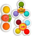 Thunder Group 3 Pcs Suction Cup Spinner Toys|bath fidget spinner for Babies|Baby Suction Spinner Toys for Toddler|Baby Fidget Spinners for Babies|window spinners toy Unisex Under 6 Year (Pop Colours)