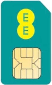 EE Pay As You Go Sim Card Preloaded With £10 Credit includes 20GB data plus 500 minutes and unlimited texts.
