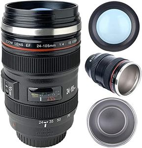 Camera Lens Coffee Mug with Lid, Photo Coffee Cup Stainless Steel Photographer Travel Lens Mug Thermos TMANGO