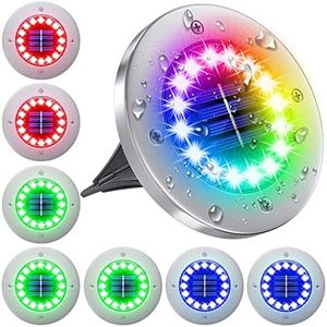 NFESOLAR Solar Lights Outdoor with 16 LEDs, 8 Pack Bright Multi-Color Solar Ground Lights Outdoor Waterproof for Pathway Garden Yard Lawn Walkway Halloween Christmas Decorations