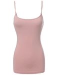 Made by Emma Basic Solid Long Length Adjustable Spaghetti Strap Tank Top Mauve 3XL