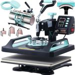 VEVOR 8 in 1 Heat Press Machine for T Shirts Hats Mugs Plates - 12x15 Swing Away Shirt Press Machine with 30 OZ Tumbler Press, Hat Press, Plate Press, Light Green