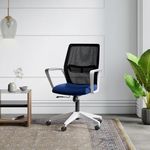 Interio by Godrej Vurv Chair Mesh Back Ergonomic Work from Home/Revolving Study Chair, 1 Year Warranty, Height Adjustable | Heavy Duty Polypropylene Base | DIY Installation (Blue)