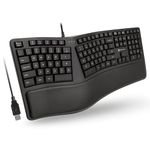 X9 Wired Ergonomic Keyboard with Cushioned Wrist Rest - Type Naturally and Comfortably Longer - USB Wired Keyboard for Laptop with 110 Keys & 5ft Cable - Split Keyboard for PC, Computer Ergo Keyboard