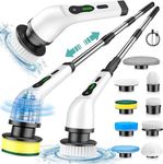 Lyiazsoy Electric Spin Scrubber, Cordless Cleaning Brush with 9 Replaceable Brush Heads, 1.5H Power Dual Speed, Shower Scrubber with Extension Handle for Bathroom Tub Tile Floor Car