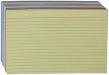 Amazon Basics Ruled Color Index Cards, 300 Count/Cards, Assorted, 5" x 8"