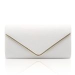 Labair Shining Envelope Clutch Purses for Women Evening Purses and Clutches For Wedding Party., White, Small