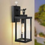 TOPKDA Dusk to Dawn Outdoor Light Fixture, Modern Outdoor Wall Light with Tempered Glass, Anti-Rust Aluminium Exterior Light Fixtures Wall Mount, Black Outside Lights for House, Porch, Garage