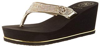 GUESS Women's Sarraly Flip-Flop, Gold 771, 10