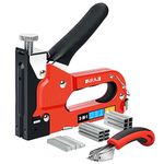 AIRAJ 3-in-1 Staple Gun Kit,Contains 2500 Strong Staples, TÜV GS Tested,with Safety Lock, Manual Nailer for Upholstery, Free Nail Remover,Heavy Duty Staple Nail Steel Gun