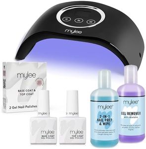 Mylee LED Gel Polish Nail Drying Lamp Kit, Compatible With All Gel Polish, Kit includes Petite LED Nail Curing Lamp, Top & Base Coat 2x10ml, Nail Prep & Polish Wipe 125ml, Gel Remover 125ml