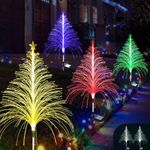 2 Packs Christmas Tree Solar Garden Light with Multi-Colored Change, Auto ON/Off Garden Solar Light, Solar Light for Garden, Porch, Christmas and Festival Decoration (Height: 35.8 Inch)