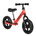 Qaba 12" Kids Balance Bike No Pedal Bicycle Adjustable Seat and Handlebar Training Toddler Bike 3-5 Years Red