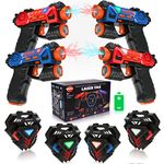 VATOS Laser Tag Guns Set,Infrared Mini Laser Tag for Kids with Badges 4 Pack,Laser Tag Game 4 Players Indoor Outdoor,Laser Tag Blaster,Group Activity Fun Toy for Kids Age 4 5 6 7 Boys Girls