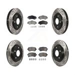 Front Rear Coated Drilled Slotted Disc Brake Rotors And Semi-Metallic Pads Kit For Dodge Grand Caravan Chrysler Town & Country Journey Volkswagen Routan Ram C/V