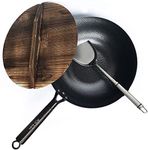 Souped Up Recipes Carbon Steel Wok for Electric, Induction and Gas Stoves (Lid, Spatula and User Guide Video Included)