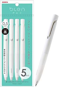 ZEBRA P-BAS88-W5 Penna a sfera a base di olio, Blen, 0,5 mm, fusto bianco, inchiostro nero, set da 5