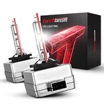 Torchbeam D1S HID Xenon Headlight Replacement Bulbs, High Low Beam, 6000K Diamond White, 35W with Metal Stents Base, for 12V Car, Pack of 2