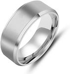 Jewelry 8mm Stainless Steel Black Wedding Rings Bands for Mens and Womens - (Silver Size 10)