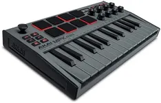 AKAI Professional MPK Mini MK3 – 25 Key USB MIDI Keyboard Controller With 8 Backlit Drum Pads, 8 Knobs and Music Production Software included (Destroyer Grey)