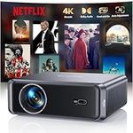 [Netflix-Licensed/DoIby Audio] 4K Projector, 1000ANSI Portable Smart Full HD 1080P Projectors for Bedroom,AI Auto Focus,Built-in Apps, HDMI ARC,Bluetooth WiFi 6 Projector for Home Cinema,Outdoor,Gifts