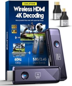 COOLSTONE Wireless HDMI Transmitter and Receiver 4K Decode 1080P@60Hz Output,Plug & Play 5.8G+2.4G Wireless HDMI Remote Control Extenders for Movie/Meeting/Outdoor/Travel