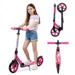 FREEDARE Kick Scooter for Kids Ages 8-12, 200mm Big Wheels Scooter for Kids, Teens and Adults, 4 Adjustable Height, 2 Wheels Scooter Foldable, up to 100kg Pink