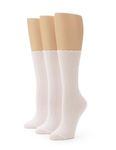 No Nonsense Women's Scallop Pointelle Crew Sock, New White - 3 Pair Pack, 4-10