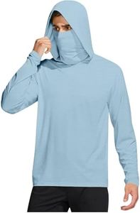 Sun Hoodie Mens UPF 50+ Sun Hoodie with Mask Long Sleeve Fishing Shirts Lightweight Cooling UV Protection Tops with Thumb Hole