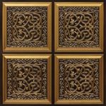 From Plain To Beautiful In Hours 231 Lover's Knot PVC 2' x 2' Glued Ceiling Tiles, Antique Gold, 10 Pieces