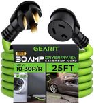 GEARit 30 Amp (25 Feet) 3 Prong Dryer Extension Cord NEMA 10-30P to 10-30R STW 10AWG/3 Heavy Duty, RV EV Charging Cable 125/250V