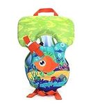 Jualyue Baby Life Jacket Fish Print Jackets 0-12 Months Around The Neck Swim Vest Swimming Training Equipment for Kids 4-10Kg Orange (Adjustable)