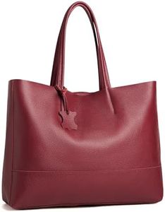 ADORATTI Italian Leather Tote Bag for Women - Large Shoulder Shopper, Fits 16” Laptop, Keychain Holder, Made in Italy - Burgundy