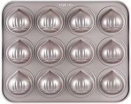 CHEFMADE Muffin Cake pan, 12-Cavity Non-Stick Chestnut-Shaped Bakeware for Oven Baking (Champagne Gold)