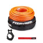 FIERYRED Synthetic Winch Rope Cable Kit 3/8inch 100FT 26500lbs Winch Line Replacement with Forged Hook Protective Sleeve for 4WD Off-Road Vehicle SUV, Orange