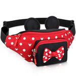 Cute Fanny Pack for Travel Disney Fanny Pack Women Waist Pack Teen Girls Minnie Mouse Belt Bag Cartoon Fanny Pack Hiking Bum Bags Outdoor Waist Bag with Mouse Ears Red