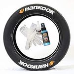 Tire Stickers Hankook With Orange Logo - DIY Permanent Rubber Tyre Lettering Kit With Glue & 2oz Touch-Up Cleaner / 17-18 Inch Wheels / 1.50 Inches/White / 8 Pack