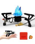 Lorrtta Portable Camping Stove, High Heat Output Mini Gas Cooker for Backpacking, Hiking, Outdoor BBQ, Windproof Foldable Camp Stove with Piezo Ignition, Hose & Adapter for Butane/Propane