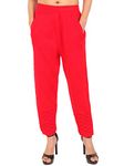 TNQ Women's Straight Fit Wool Trouser (TNQ158_Red_L)