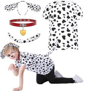 Z-Shop Dalmatian Costume Kids,Boys Girls 101 Days Of School Outfit Shirt Headband Ears and Tail Accessories,8