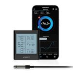 AC Infinity CLOUDCOM B1, Temperature Humidity Smart Hygrometer with LCD Display and Bluetooth App Monitor, Climate Gauge Thermometer Sensor Probe for Basements, Guitar Rooms, Grow Tents & Greenhouses