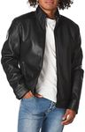 Cole Haan Signature Men's Zip Front Faux Leather Moto Jacket, Black, Medium