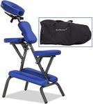 PayLessHere Massage Chair Portable Tattoo Chair Folding Height Adjustable 2 Inch Thick Sponge Light Weight Therapy Chairs Carring Bag Face Cradle Travel Spa Chairs,Blue