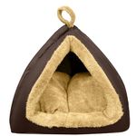 Dog Washable and cat Bed for Small & Medium Bed House |hut |cave |Toy Breeds |Indoor cat|Persian cat |Shih tzu Kitten |Puppy |pet |Tent |Kennel |Home (S, Brown)