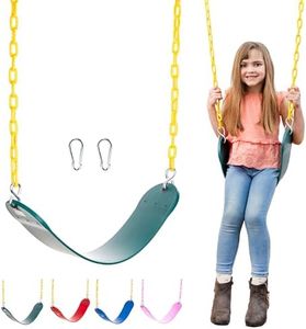 Squirrel Products Heavy Duty Strap Swing Seat - Playground Swing Seat Replacement and Carabiners for Easy Install - Green