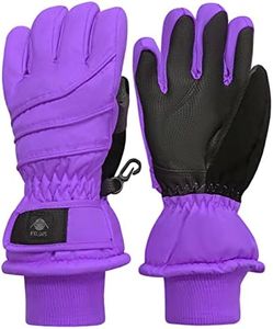 N'Ice Caps Kids Bulky Thinsulate Waterproof Winter Snow Ski Glove With Ridges (10-12yrs, Neon Purple)