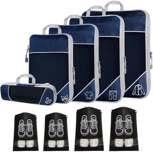 9pcs Packing Cubes, Compression Packing Cubes for Travel Packing Organisers Lanmalaterra Compression Bags Luggage Organizers Accessories for Suitcases (Navyblue 9pcs)