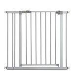 hauck Stop N Safe 2 with 9cm Extension, Silver - Pressure Fit Baby Gate 84-89 cm for Doors and Stairs, Closes Manually, Opens to Both Sides with One Hand, Metal